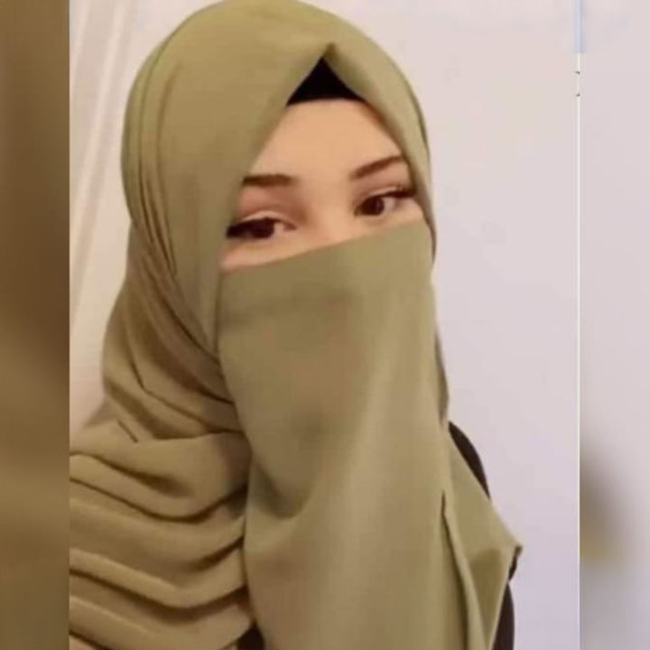 Hijab Half Niqab Patti and Plain Scarf Chiffon Soft Georgette - Stoller - Naqab for Girls Women Georgette