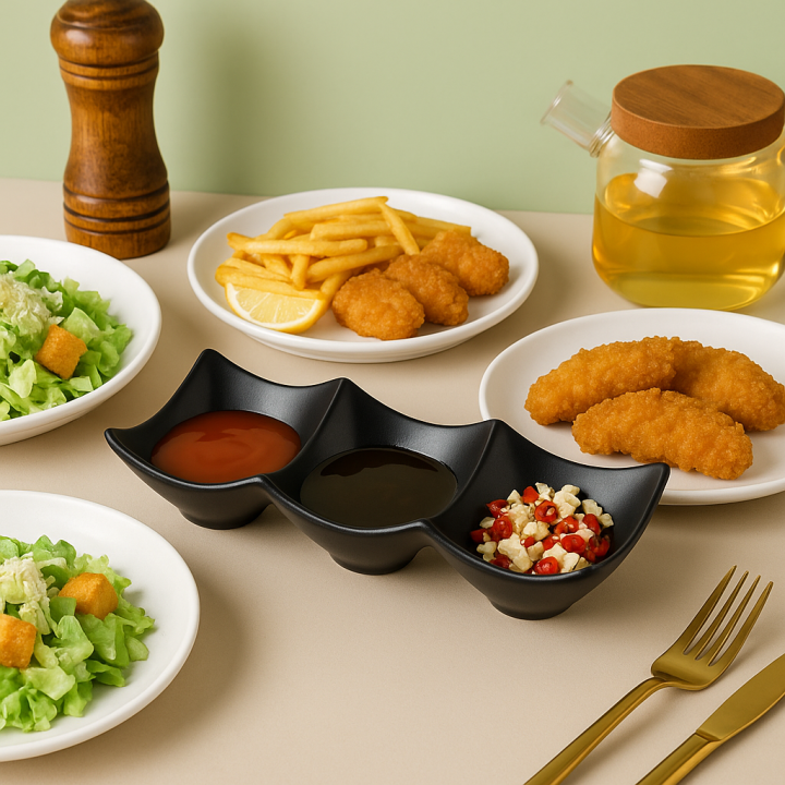 Multi-Purpose 3-Compartment Sauce Dish – Premium Quality Plastic ...