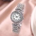Elegant 2pcs Women's Bracelet Watch Durable Waterproof Mental Strap Ladies Wristwatch Chic Girls Diamond Inlaid Watches. 