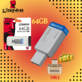 Kingston Flash Drive 64GB USB + Type c OTG Data Traveler Metal body Good speed with [1 Year warranty]. 