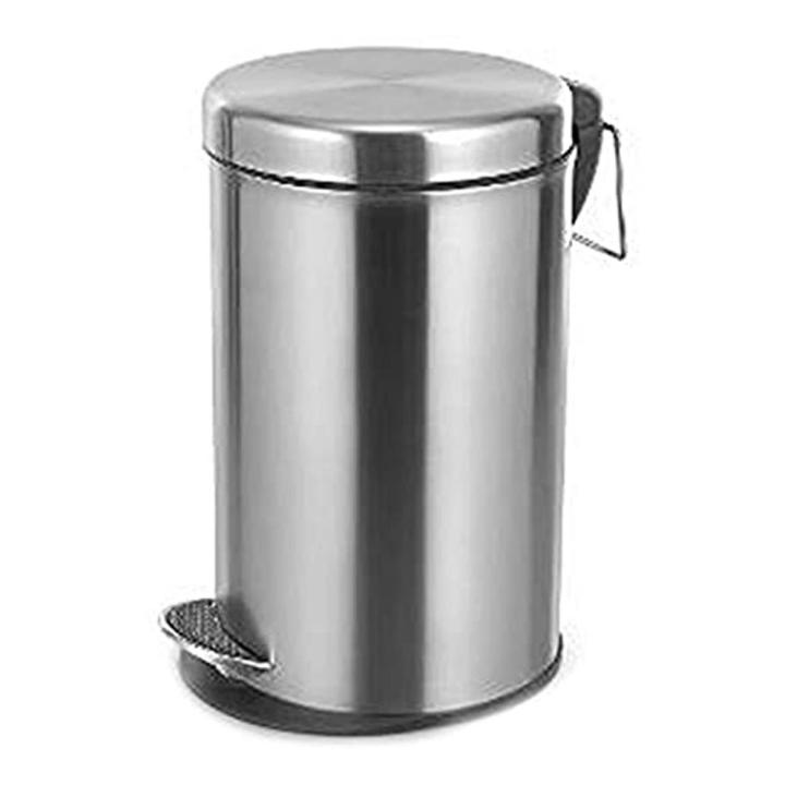 Stainless Steel Plain Pedal Dustbin/Plain Pedal Garbage Bin with Plastic Bucket- 12 liter