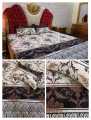 Double bed Sheet 3D-Crystal Cotton Black and White Pattern 3PC Bed Sheet Set.(Stitched). 