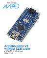 Arduino Nano V3 Micro Controller Board CH340 USB Chip without USB Cable. 