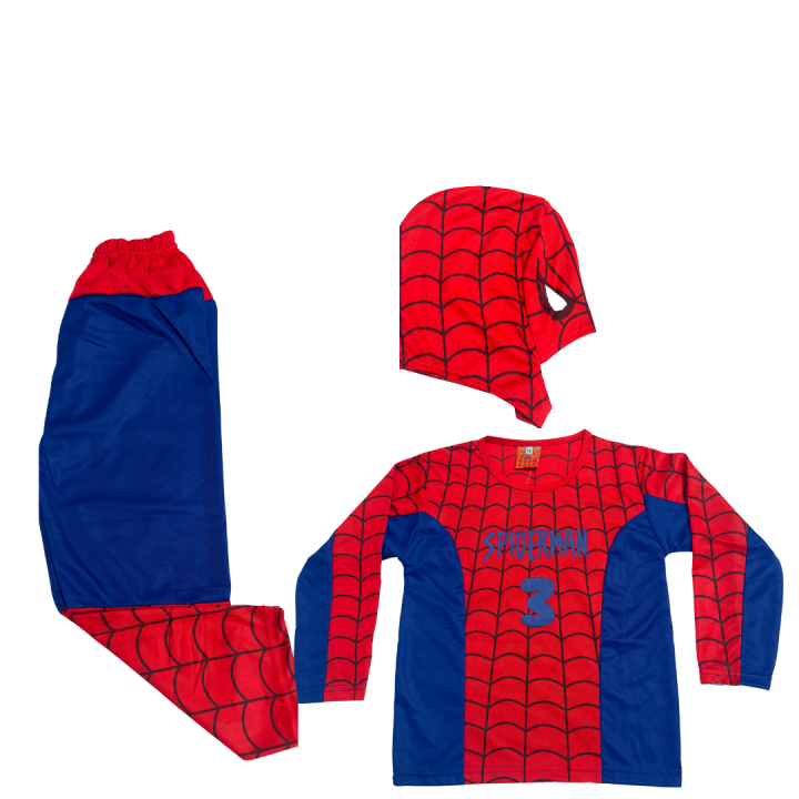 Spiderman Costume Red and Royal Blue Contras -Polyester-Boys