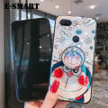 Phone Case OPPO A12 Back Cover Cute 3D Cartoon Blue Light Happy Doraemon Soft Couple Cases Stand Holder for OPPO A12 Case. 