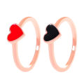 Europe and America ins Drop Oil Love Ring Set Japanese and Korean Simple Metal Peach Heart Ring 2 Set Personality Couple Couple Rings. 