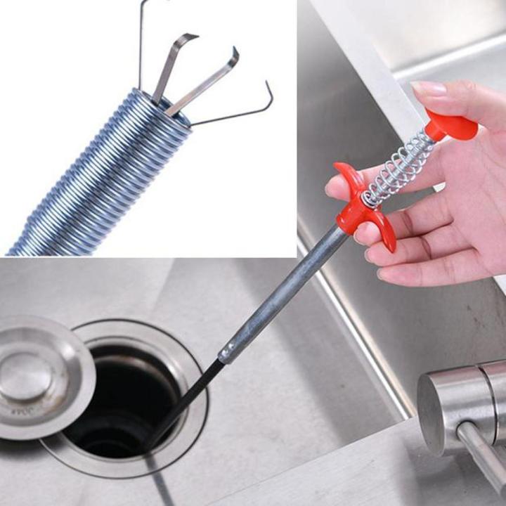 Sink Pipeline Cleaner Spring Pipe Hair Dredging Tool Metal wire brush