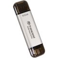 Transcend ESD310S 512GB Portable SSD Dual USB 10GBps Type-A / Type-C Silver TS512GESD310S. 