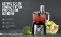 Geepas 1200W Compact Food Processor  Multifunctional Electric Chopper with Shredder & Grater Attachments  1.2L Bowl Capacity  Stainless Steel & Dough Blades Included - 2 Years Warranty. 