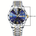 BINBOND Men's Waterproof Luminous Dual Calendar Watch, Trendy Quartz Watch. 