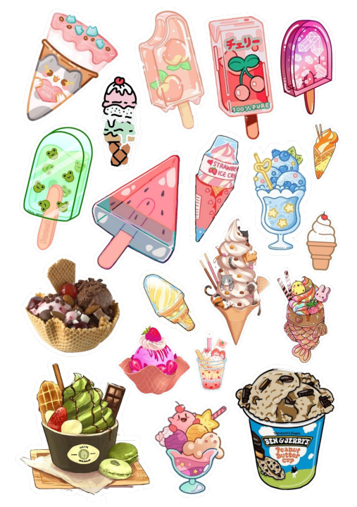 Cute%20food%20Stickers%20A5%20uncut%20sheet%20%7C%20Kawaii%20%20journaling%20,sweet%20%7C%20Adorable%20Foodie,%20Ice%20cream%20cup%20cake,%20%20fruit%20vegetable%20-%20Image%202