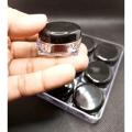 Pack of 12 / Empty Cosmetic Containers 10gram with Outer Acralic Box / Refillable Empty Plastic Cream Pot Jars for Makeup. 
