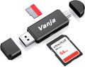 Vanja SD Card Reader, Micro USB OTG Adapter and USB 2.0 Portable Memory Card Reader for SD TF SDXC SDHC MMC RS-MMC Micro SD Micro SDXC Micro SDHC Card and UHS-I Cards. 