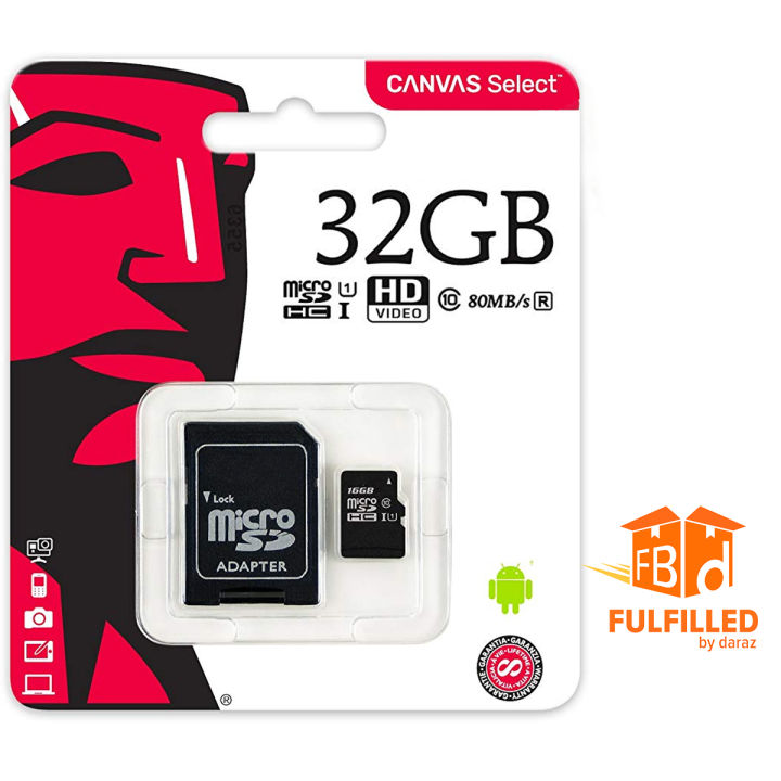 Canvas Select Memory Card 16GB/32GB/64GB micro SDHC Flash Memory Card DSLR Camera Supported - Micro SD Card with Jacket Adapter - 6 Months Warranty