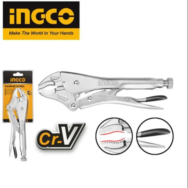 INGCO 10 Inch Locking Pliers Straight Jaw with Wire Cutter Vice Grips Pliers HSJP0210
