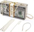 Dollar Clutch with Crystal Embellishment Purse for Money and Card Holder Design for Girls and Women Crossbody Clutch. 