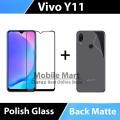 Vivo Y11 Full 9D Black Edge To Edge (Full Glue) Tempered Glass Screen Protector + 1x Back Matte Soft Film Protection For Vivo Y11. 