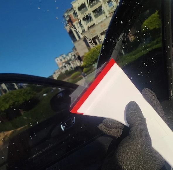Rubber Blade Side Wiper with Long Handle Window Tint Tool Foot Scraper for PPF Vinyl Wrap Installation Squeegee