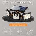 Otdair Solar Security Lights, 3 Head PIR Motion Sensor Lights Adjustable 128LED Flood Lights Outdoor Spotlights 360° Rotatable IP65 Waterproof for Porch Garden Patio Yard Garage Pathway. 