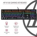 HP GK100 Wired Full Size RGM Backlit Mechanical Gaming Keyboard, 4 LED Indicators, Mechanical Switches,Double Injection Key Caps. 