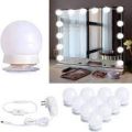 Vanity Lights for Mirror seems Hollywood lights Backlit as Portable LED Bulb Studio Glow for Professional Makeup Stick on Mirror having Dimmable Brightness with 10 Bulbs and 3 Modes White off-white & Warm 12 different color with remote control system. 