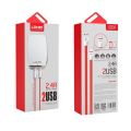 LDNIO A2204 2 in 1 12W Dual USB Interface Travel Charger Mobile Phone Charger with 8 Pin Data Cable, UK Plug. 