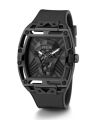 Guess Mens Black Stainless Steel Case Black Dial Black Genuine Leather-Silicone Band Watch-GW0500G2. 