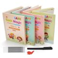 Magic Practice Copy Book for Kids - 4Pcs Magic Book with Pens, Calligraphy Books for Beginners Practice,Magical Reusable Hand Writing Book. 