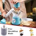 Manual Tabletop Drum Cheese Grater, 3 in 1 Rotary Shredder Slicer Grinder for Cucumber Nut Potato Carrot Cheese, Vegetable Salad Shooter,Green. 