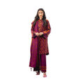 Alkaram Studio Unstitched 3 Piece Printed Khaddar Suit With Khaddar Dupatta Fw-17-23-Aubergine - Stylish Winter Fashion. 