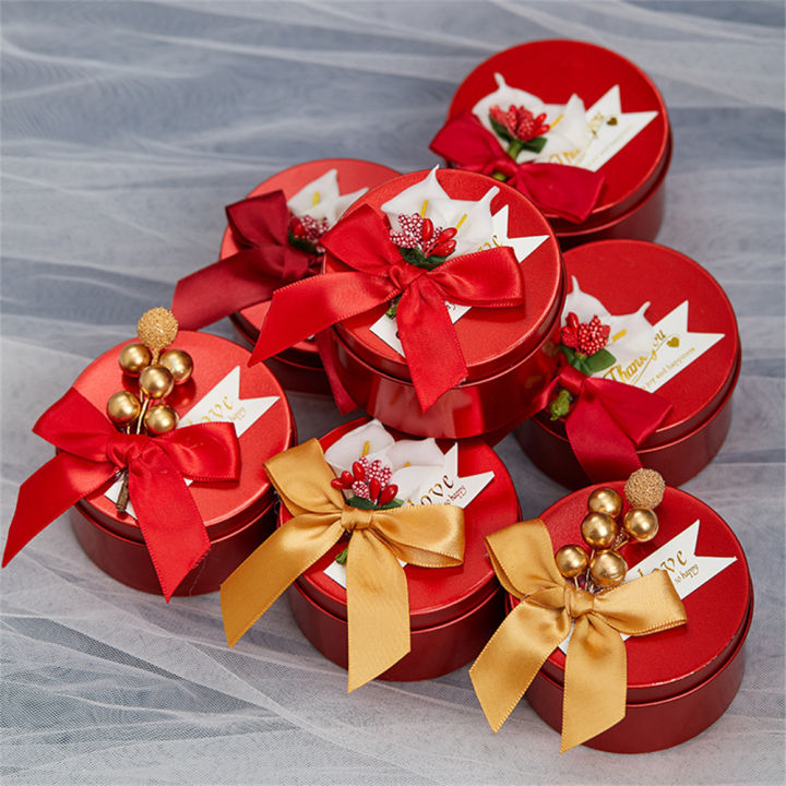 Creative Design Candy Box Premium Quality Tinplate Iron Tin Gift Packaging Round Shape Wedding Favor for Wedding Party Favor