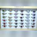 Pack of 12 Fashion Jewellery Silver Color Black Red Light Blue Orange Blue Red Zircon Rings for Girls Women - RC-IMP-RG-04-Pack12. 