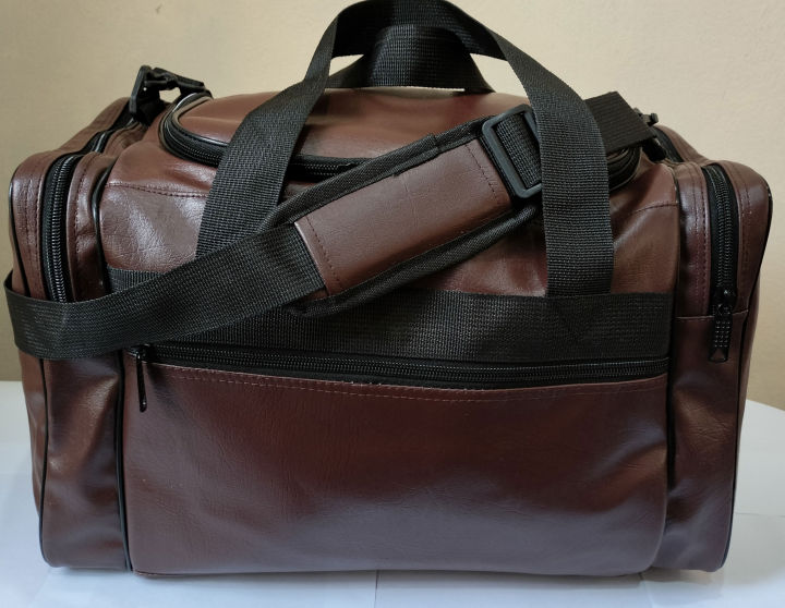 Brown Pu leather Travel Bag for traveling with large capacity