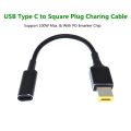 100W USB Type C Female to Square Plug Converter USB-C Fast Charging Cable Laptop Dc Power Adapter Connector for Lenovo Thinkpad. 