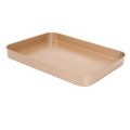 baking trays non stick set-1 * large shallow pan about 37 * 25.5 * 1.7cm
1 * cake pan about 24.5 * 18.5 * 2.6cm
1 * small square cake pan about 11 * 11 * 3cm-Golden. 