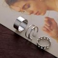 3Pcs/set Korean Adjustable Silver Ring Set Simple Hip-hop Punk Cool Ring Set Fashion Women Jewelry Accessories, Jewellery for Women, Rinngs for Girls,Rings for women,Party or Casual wear. 