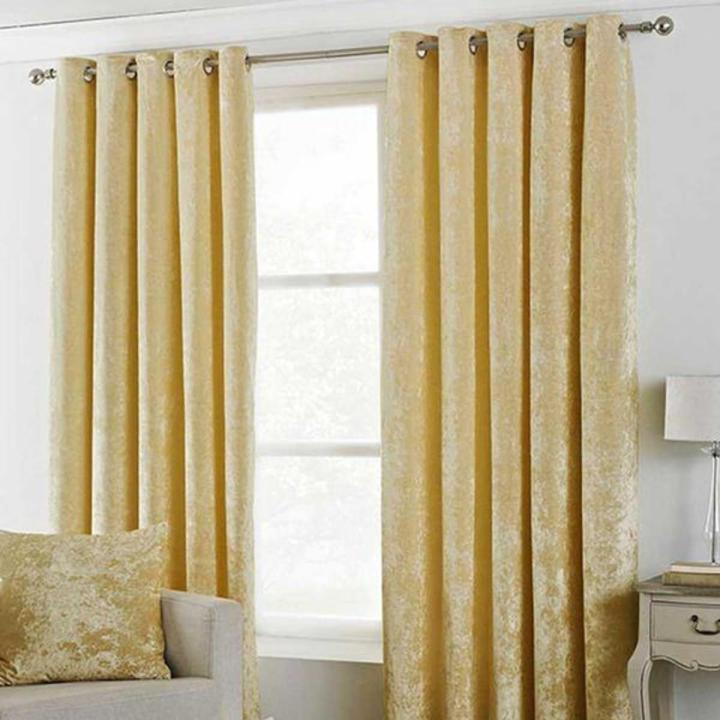 Luxury Plain Velvet Curtain - Golden