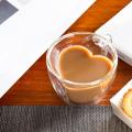 Heart Love Shape Glass Coffee Mug Cup Double Wall Drinking Tea Milk Juice Water Glasses Heat Resistant Drinkware Milk Gift Fengshi. 