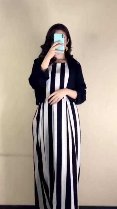 Elite%20Impression%20Zebra%20Lining%20Maxi%20with%20Koti%20Dress%20Medium%20Size%20Linen%20Black%20-%20Image%203