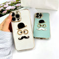 SUNAUDE Case For iPhone XR Classic Fashion Simple Black Hat Glasses Mr. Beard Patch Phone Case Lens All Inclusive Plating TPU Silicone Soft Case Anti falling Wear resistant Anti slip Boy Girl Couple Gift Box Phone Back Cover Cover. 
