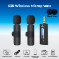 K35 Dual Wireless Microphone for Android Mobiles & iOS Phone Dual User Wireless Mic for Recording Vlogging ASMR Podcast Interview Instagram_ & YouTube_   Interview Live Streaming with BT Speakers, DSLR Camera Wireless Mic. 