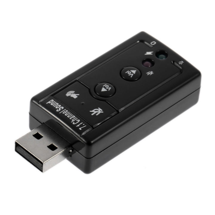 USB 2.0 7.1-Channel Virtual USB 3D Stereo Audio Adapter External Sound Card with 3.5 mm Audio and Microphone Ports, Internal Amplifier and Volume Controls