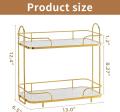 Elegant 2-Tier Bathroom Organizer: Luxe Makeup & Perfume Storage with Marble & Glass. 