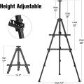 Portable Artist Easel Stand - Adjustable Height Painting Easel with Bag - Table Top Art Drawing Easels for Painting Canvas, Wedding Signs & Tabletop Easels for Display - Metal Tripod - 21x66 inches Art# JS - SAAE - 001. 
