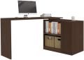 L Shaped Computer Desk, Rustic Wood Corner Desk, Industrial Writing Workstation Table with Cabinet Drawer Storage for Home Office Study. 