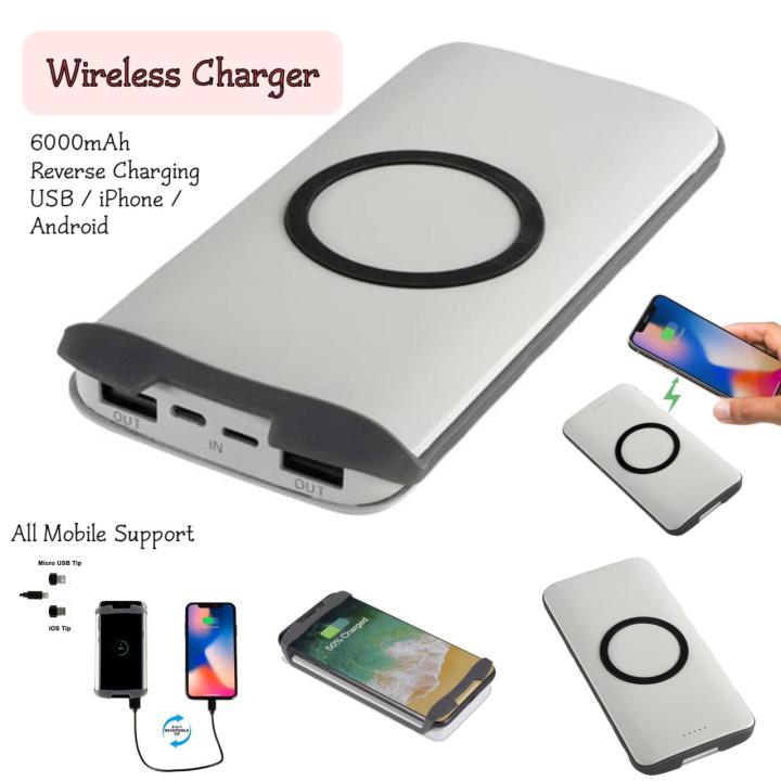 2in1 Wireless Phone Power bank Charger with Reverse Charging Support. (Wireless and Wire Both Options)