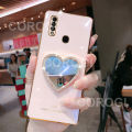 For Samsung Galaxy A20s Cover with Makeup Mirror Shiny Plating Square Bumper Girls Phone Case Soft TPU Silicone Shockproof Protective Back Cover. 