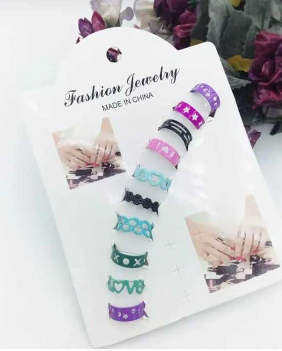 10%20pcs/set%20Golden/black%20Ring%20set%20women%20Wedding%20Anniversary%20rings%20for%20girls%20-%20Image%203