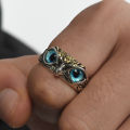 Vintage Owl Ring For Women Retro Animal Open Adjustable Ring Blue Crystal Rings Best Girl Gift Jewelry Accessories 1Pcs. 