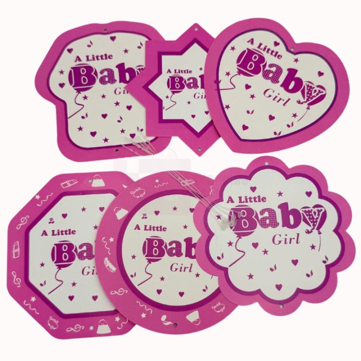 A LITTLE BABY GIRL CUTOUTS FOR PARTY DECORATION - PACK OF 6 BABY GIRL THEME HANGING CUTOUTS